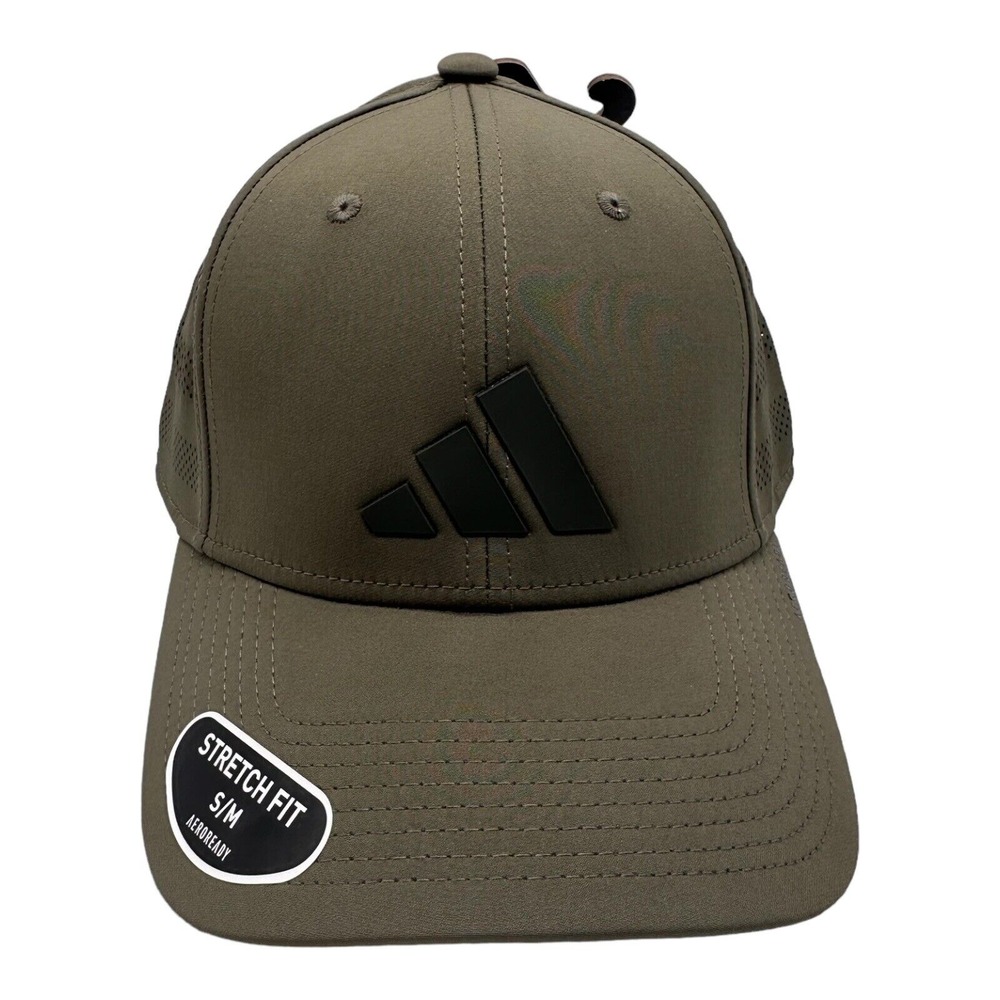 Adidas Men's Gameday 4 Stretch Fit Hat S/M Olive Green Ventilated Aeroready NWT